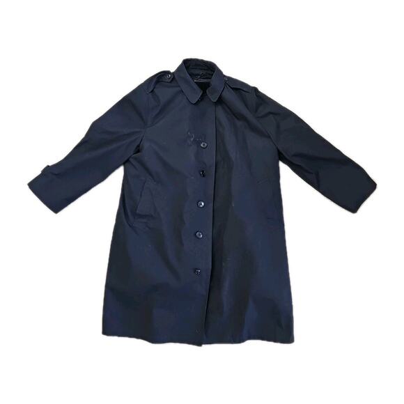 VTG DSCP Overcoat Trench Coat Men’s 46R Large Black Jacket Quarterdeck - Picture 1 of 6